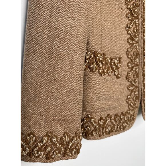 Eccoci Wool Silk Cashmere dressy Jacket with Embroidered Trim fall winter Size 0 - Picture 11 of 16